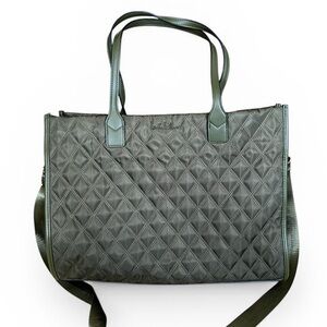 Nicole Miller Quilted Olive Tote Bag with Shoulder Strap